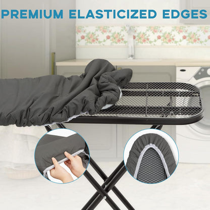RAINHOL Iron Board Cover - Extra Thick, Scorch & Stain Resistant, Elastic Edge | Standard Size 15"x54", Black