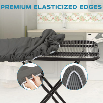RAINHOL Iron Board Cover with Padding, Extra Thick Heavy Duty Aluminum Coated Ironing Board Cover, Scorch and Stain Resistant, Elastic Edge, Standard Size 15"x54", Black