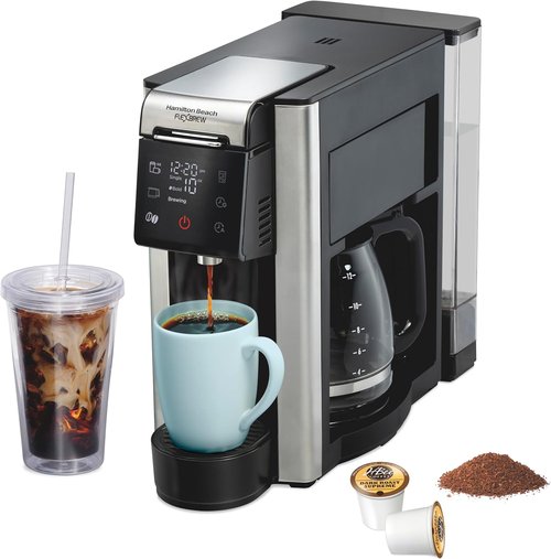 Hamilton Beach FlexBrew Coffee Maker - 5-in-1 Programmable Hot & Iced Brewer, 12 Cup Capacity, Black