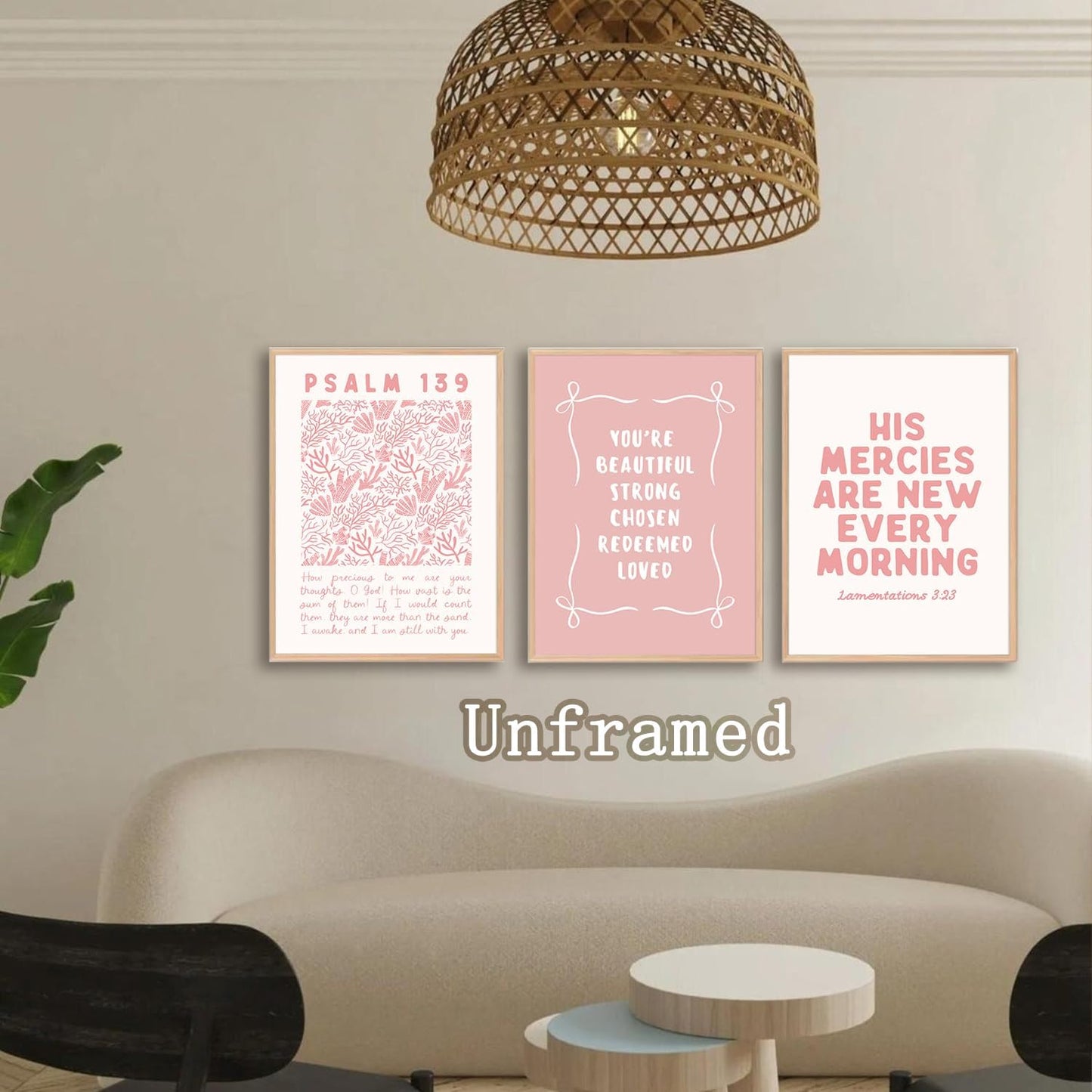 Regine Switzerland 6Pcs Pink Bible Verse Wall Art - Floral Scripture Quotes for Bedroom | 8x10 Inch Unframed