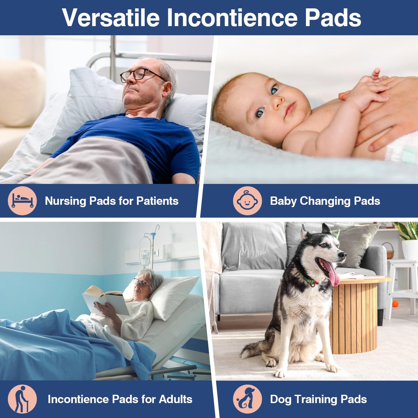 MKISS Extra Large Bed Pads 40" x 36"(30 Count), Disposable Super Absorbent Heavy Duty Incontinence Underpads, Thicken Chucks Pads for Adults, Children, Babies, Elderly and Pets