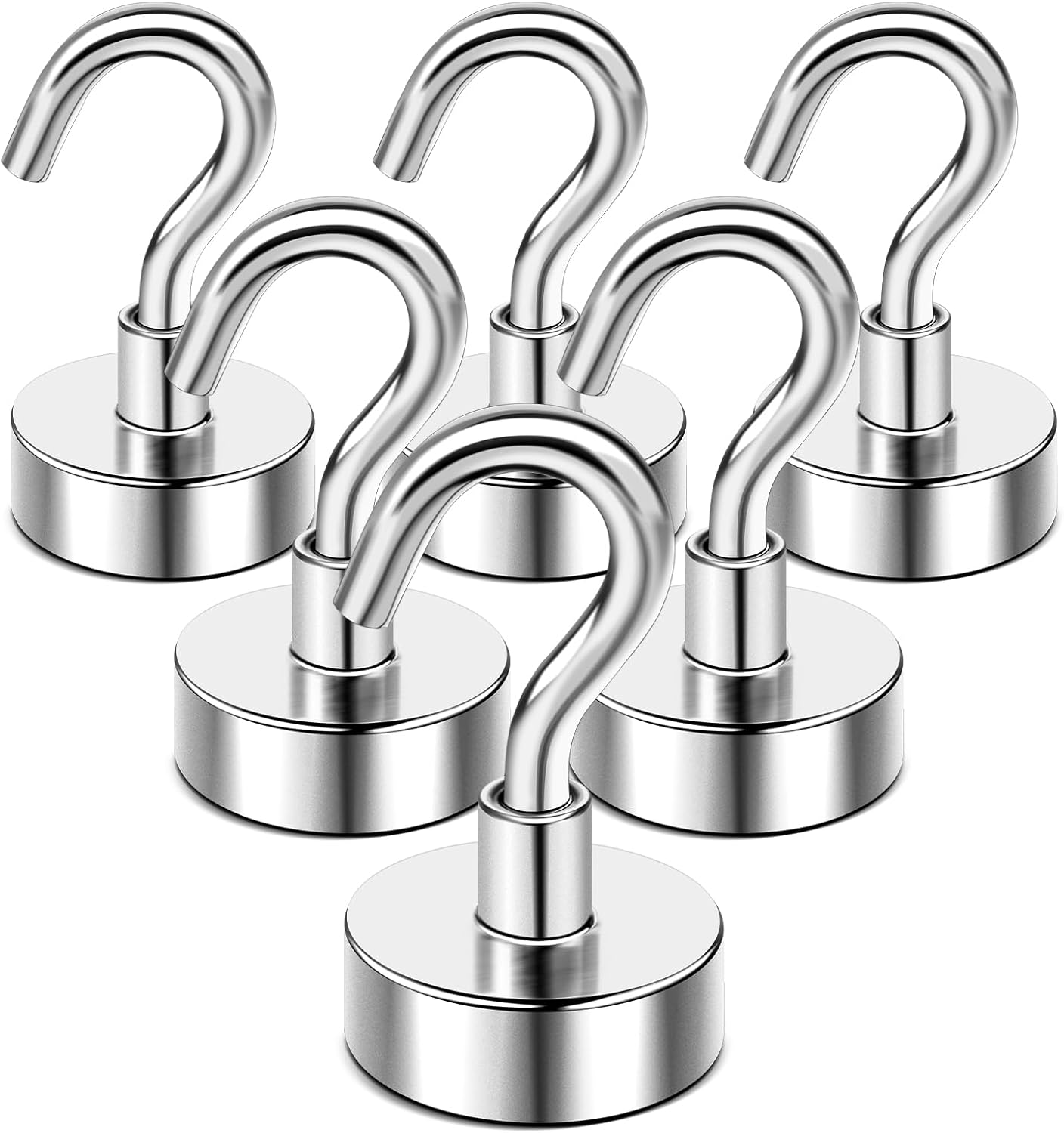 N52 Magnetic Hooks by [Brand Name] - 30lbs Capacity | 4 Rubber Coated Anti-Scratch Mounting Magnets