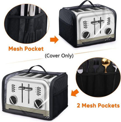 BAGSPRTIE Toaster Cover - Full Open Dust Protection for 4-Slice Toasters | Compatible with Cuisinart, BELLA, Black & Decker