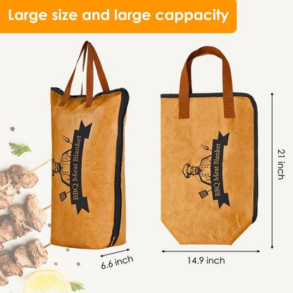JJFYOSF BBQ Blanket for Resting Meat, Reusable Smoker Grilling Meat Insulated Resting Bag, Wide Mouth for Large Brisket/Beef/Pork Shoulders/Turkeys (21 inch + 15 inch)