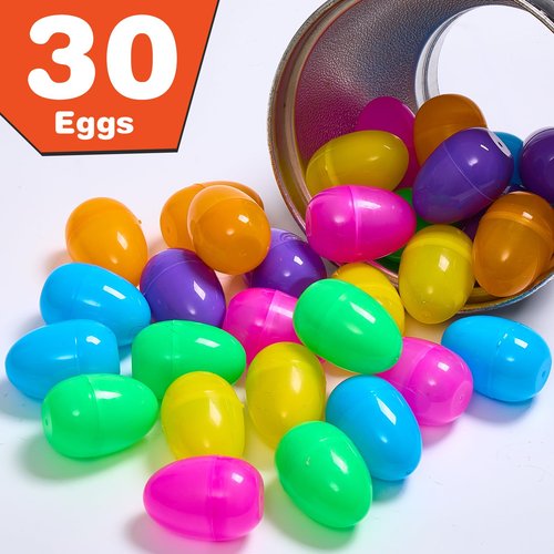 Biubumtu 30Pcs Fillable Easter Eggs, 2.36'' Plastic Bright Easter Eggs Empty Bulk Assortment, Perfect for Easter Egg Hunt/Surprise Egg