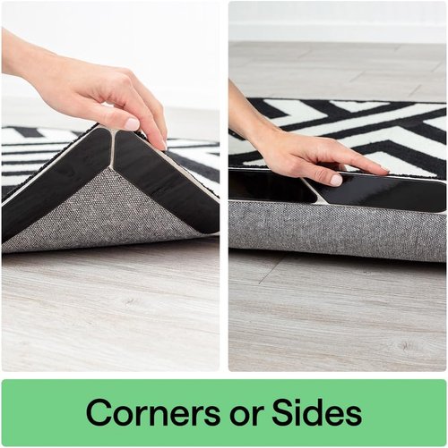 GORILLA GRIP Rug Gripper Pads - 12 Reusable Double-Sided Stickers for Secure Area Rugs | Renter-Friendly Solution