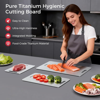 Titanium Cutting Board Set - 100% Pure Non-Toxic Double-Sided Kitchen Boards | Includes 3 Sizes