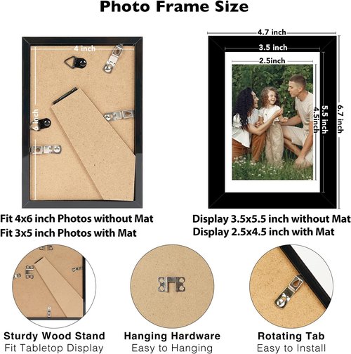 JCJMY 18-Pack Black 4x6 Picture Frames - Gallery Wall Decor Set for Hanging & Tabletop Display