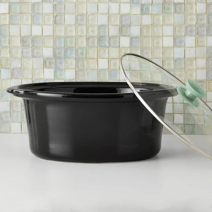 6 Quart Oval Slow Cooker, Stainless Steel Finish, Glass Lid, Adjustable Temp, Perfect for Families and Gatherings Entertaining, Purple