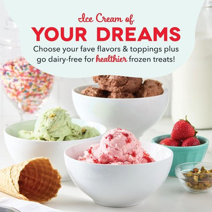 Dash Deluxe Gelato & Ice Cream Maker - One-Touch Churning, Easy Clean - 2 Quart Capacity, Cream