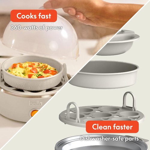 Bella Electric Egg Cooker - 7 Egg Capacity for Poached, Scrambled, Hard & Soft Boiled Eggs | Auto Shutoff, 360 Watt