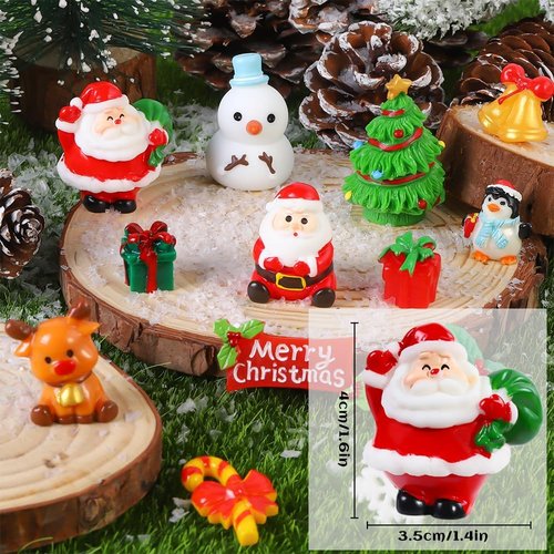 DIYDEC 32Pcs Christmas Miniature Figurines - Resin Santa Claus, Snowman & Animals | Holiday Party Decor