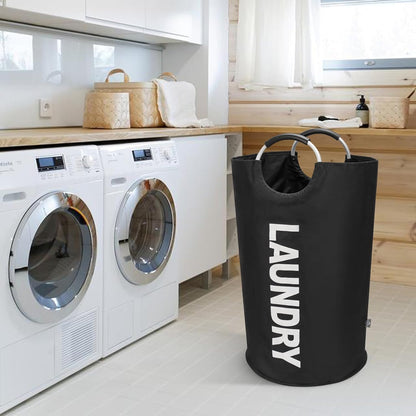 DOKEHOM 90L Large Laundry Basket - Collapsible Freestanding Hamper in Black for Easy Storage