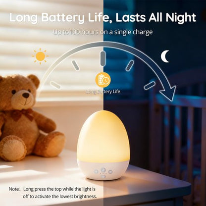 JolyWell Night Light for Kids, Baby Night Light with Sound Machine, RGB Egg Night Light for Nursery, Stepless Dimming, Touch Control, Night Lamp for Kids Bedroom, Safe & Harmless, Eye-Caring