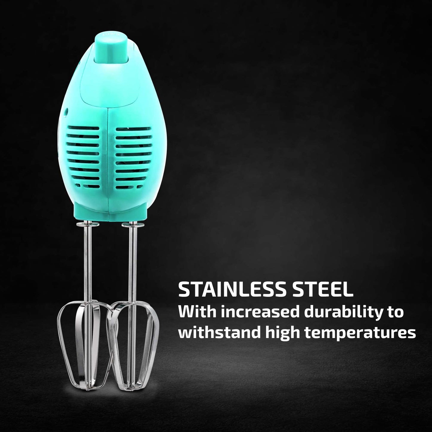 OVENTE Portable 5 Speed Mixing Electric Hand Mixer with Stainless Steel Whisk Beater Attachments Snap Storage Case, Compact Lightweight 150 Watt Powerful Blender for Baking & Cooking, Turquoise HM151T