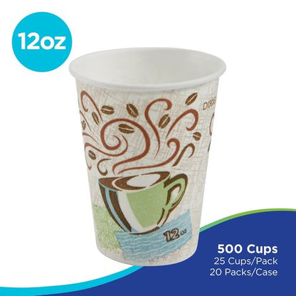 Dixie PerfecTouch 12 oz Coffee Cups - Coffee Haze Design | 500 Count, 25 Disposable Cups Per Sleeve