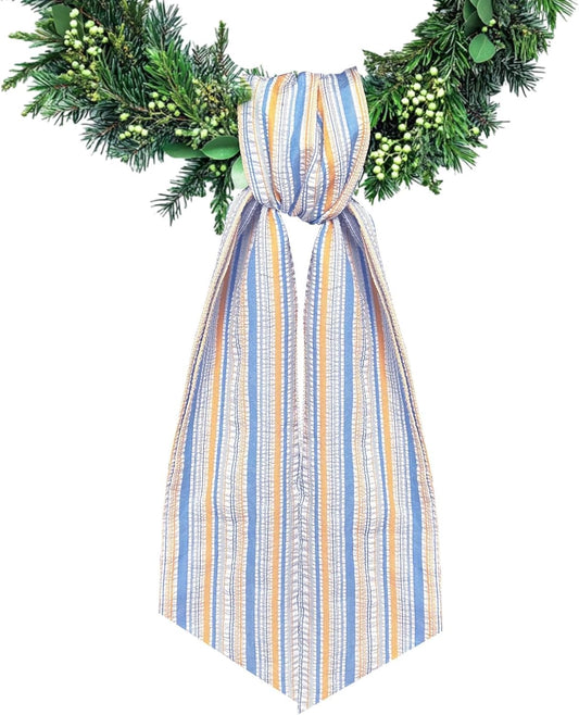 Skiennix Wreath Sash - Colorful Seersucker Satin Ribbon for Indoor/Outdoor Decor | 5.1 x 54.3 Inches