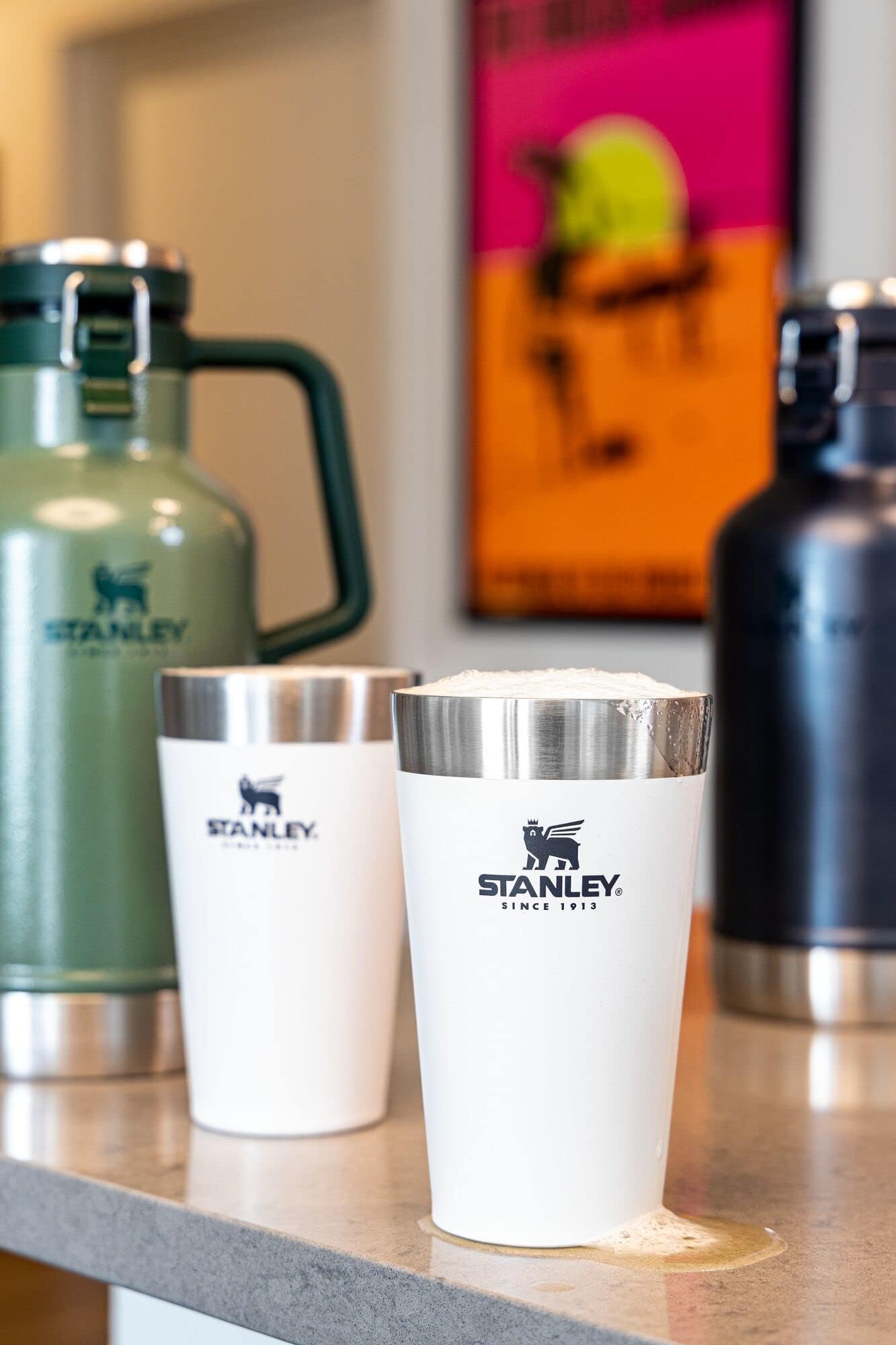 STANLEY Adventure Stacking Beer Pint Glass 16oz | Stackable Drinking Cup for Cold Beverages | Dishwasher Safe | Insulated Stainless Steel Tumbler | BPA-Free | Polar