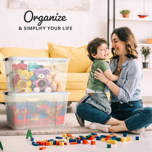 Lifetime Appliance Parts 54 Qt. Stackable Plastic Storage Bin Tote - Ultra Durable Lid & Secure Latching Buckles