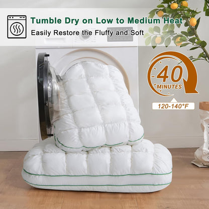 YOUR MOON Fluffy Support Bed Pillow - Queen Size, Super Soft Down-Alternative Filling for Side Sleepers | Luxury Hotel Quality (White)