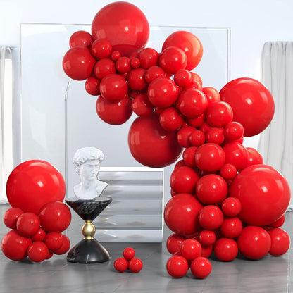 PartyWoo White & Red Balloons - 280 Pcs in 18/12/10/5 Inch Sizes | Perfect for Classic Arch Decor