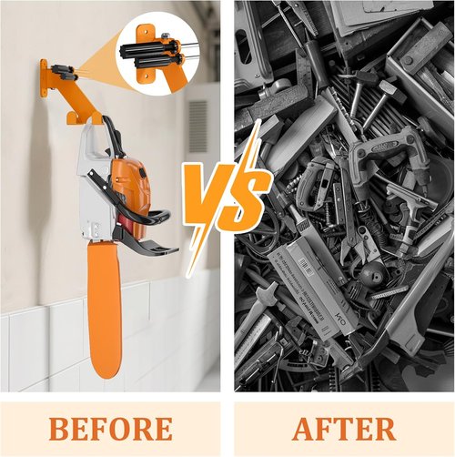 Chainsaw Hanger - 3-in-1 Adjustable Wall Mount for Stihl, Husqvarna, Echo | Garage Organizer