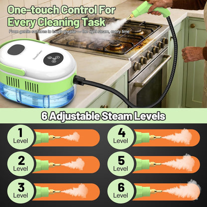 Skiennix 10-in-1 Steam Cleaner - High Temperature & Pressure | Fast Heating, 37.19oz Tank for Home & Car