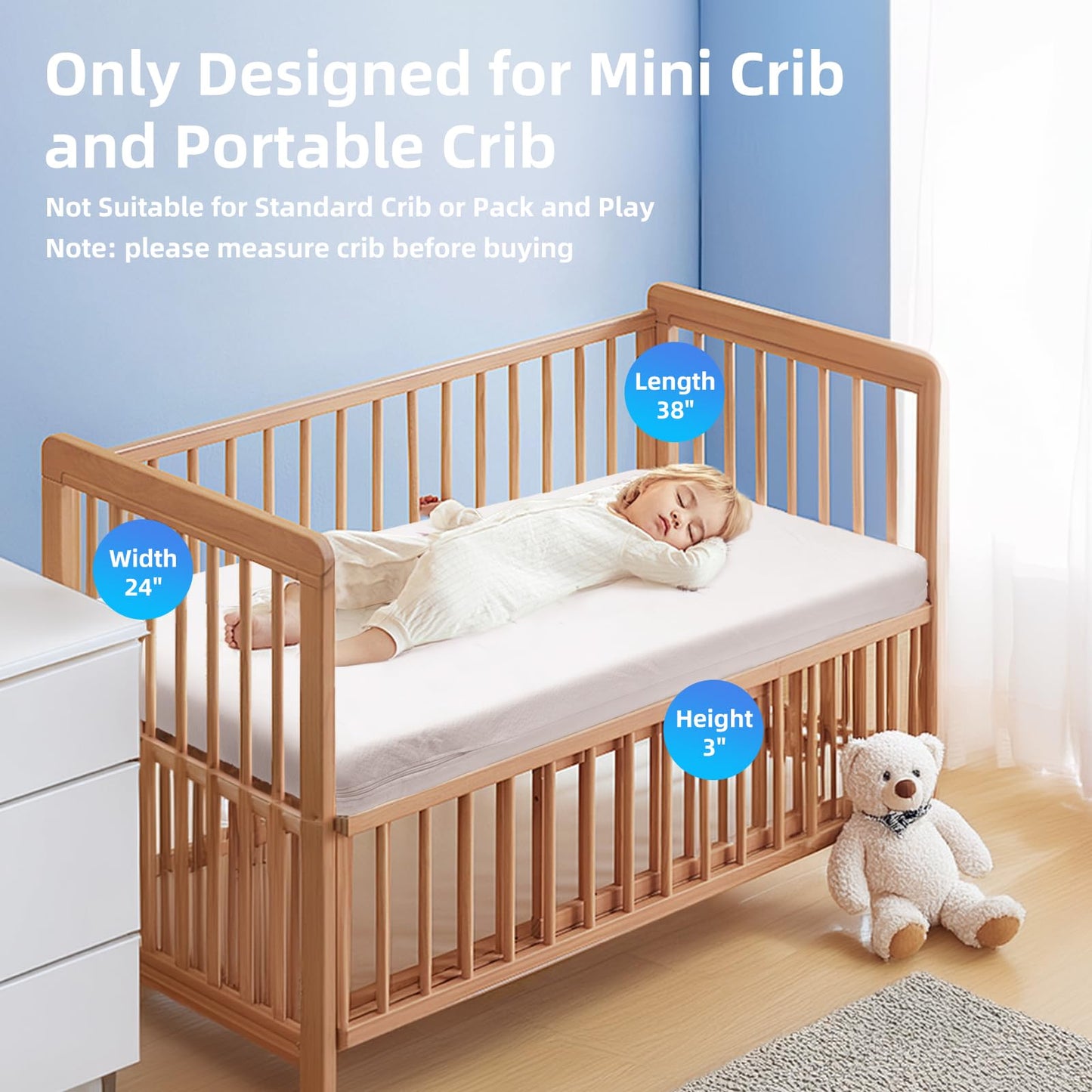 Mini Crib Mattress, 38"x24" Mattresses for Mini and Portable Cribs, Dual Side Baby Toddler Mattress, Crib Mattress