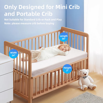 Mini Crib Mattress, 38"x24" Mattresses for Mini and Portable Cribs, Dual Side Baby Toddler Mattress, Crib Mattress