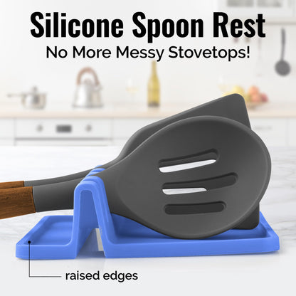 Zulay Kitchen Silicone Utensil Rest with Drip Pad for Multiple Utensils - BPA-Free, Heat-Resistant Spoon Rest & Spoon Holder for Stove Top - Kitchen Utensil Holder for Ladles & Tongs - Serenity