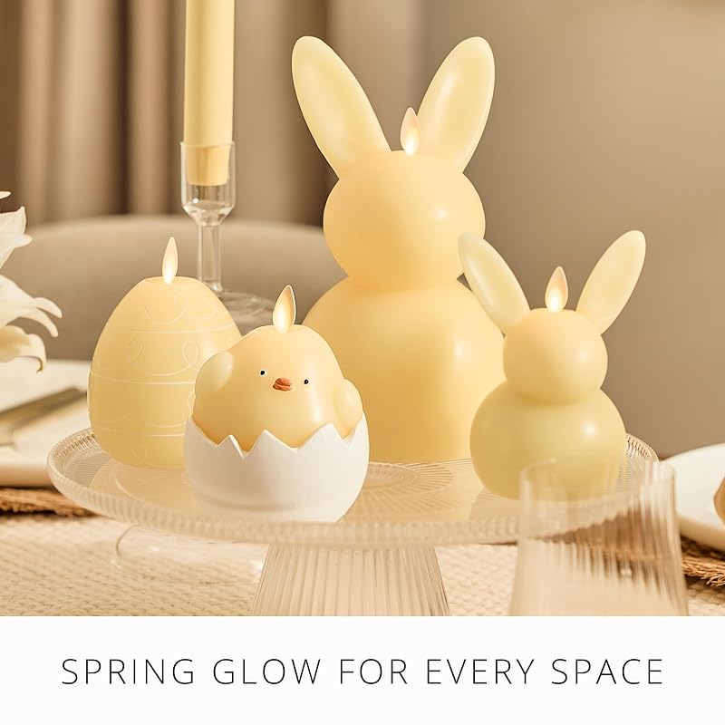 Yellow Hatching Easter Chick Flameless Candle by Luminara - 3.3 x 4.3 in, Real-Flame LED