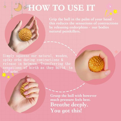 Birth Comb Acupressure Massage Ball Set - Wooden Labor Comb Natural Labor and Delivery Essentials, Mom to Be Gift, New Mom Gifts for Labor Pain Relief