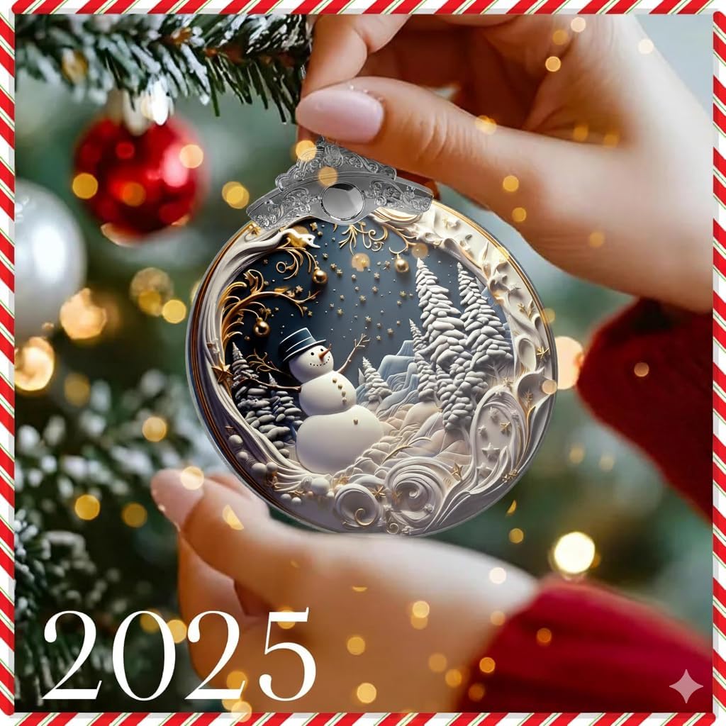 Skiennix Christmas Ornaments - Unique 4-Inch Snowman Acrylic Art for Holiday Decor | Festive Car Decorations