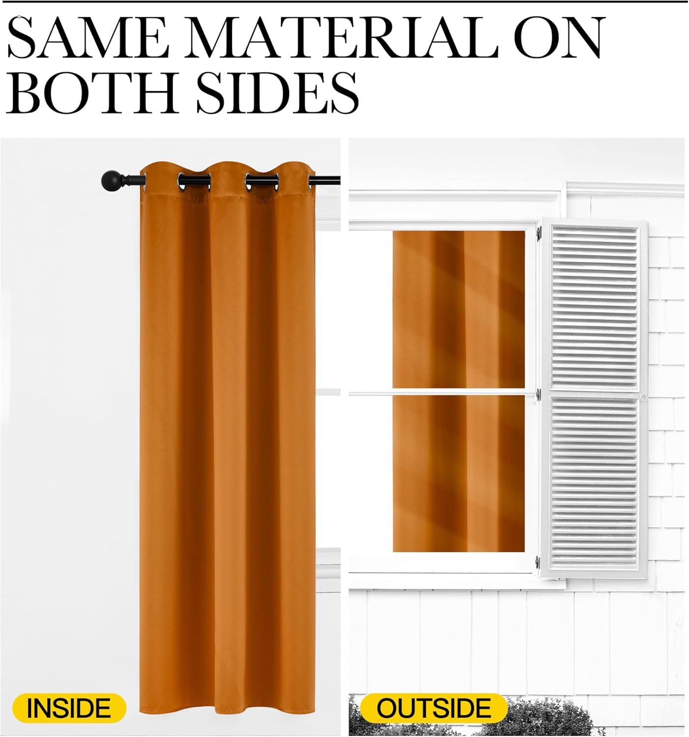 NICETOWN Room Darkening Curtains - Faux Silk Blackout Drapes for Small Windows | 42" x 84", Orange, 2 Panels