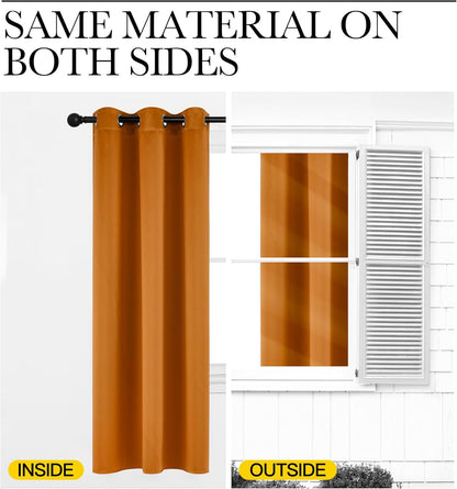 NICETOWN Room Darkening Curtains - Faux Silk Blackout Drapes for Small Windows | 42" x 84", Orange, 2 Panels