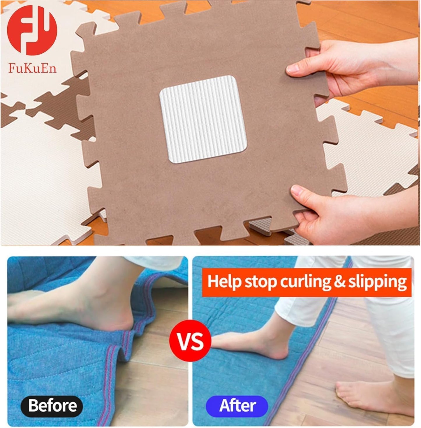 Skiennix Non-Slip Rug Pad Grippers - 4PCS Double-Sided Carpet Corner Stickers for Hardwood & Tile Floors