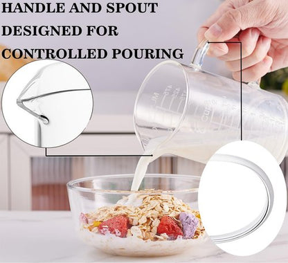 Ackers Etched Glass Measuring Cup - Insulated Handle & V-Shaped Spout - 500 ML (16 Oz, 2 Cup)