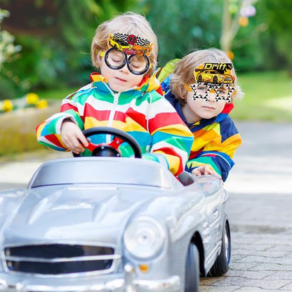 Herdear 32 Pack Race Car Party Favors for Boys - Racing Paper Glasses Frames Checkered Flag Eyeglasses for Kids Birthday Party Supplies, Baby Shower Photo Booth Props, Racing Theme Goody Bag Fillers