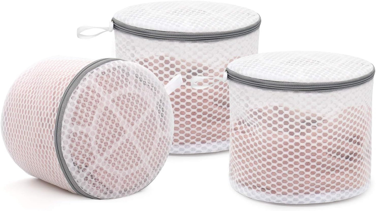 Muchfun Bra Wash Bags - 3 Pcs Honeycomb Mesh Laundry Bags for Delicates & Lingerie | 7 x 7 x 6 Inches