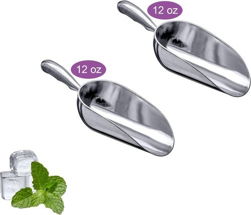Amazing Abby - Elsa 12-Ounce Aluminum Ice Scoops | Set of 2 Food-Grade Utility Scoops, Hand-Wash Recommended