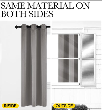 NICETOWN Room Darkening Curtains - Chrome Gray Grommet Drapes for Small Windows, 42" x 63", 2 Panels