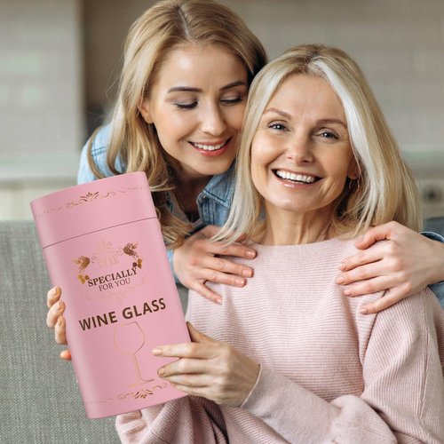 2026 Retirement Gifts for Women, Personalized Art Words Red Wine Glass Set, Pink Gift Package with Goblet, Key Chain, Wine Bag, and Farewell Card for Retired Woman