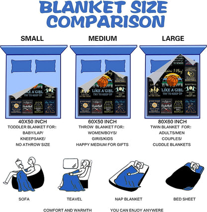 Norkobay Basketball Blanket Basketball Gifts for Boys Girls Teens,Cool Basketball Stuff Accessories,Best Basketball Coach Team Gifts for Basketball Lover Basketball Players 60"x50"