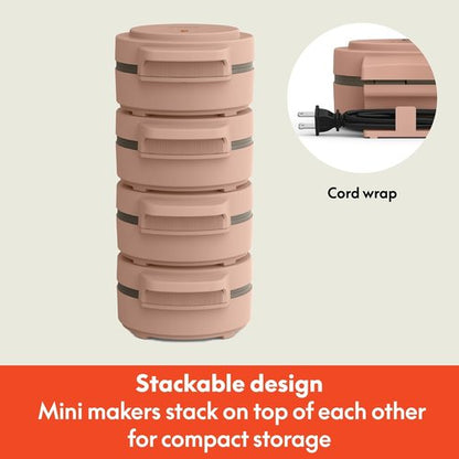 Bella Mini Waffle Maker - EverGood™ Ceramic Nonstick, Cool Touch Handles & Stackable Design - Blossom Color