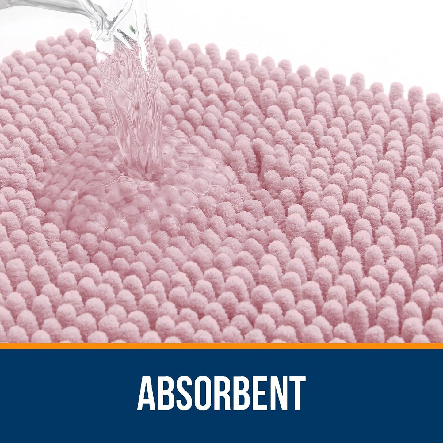 OLANLY Bathroom Runner Rugs - Soft Absorbent Chenille Bath Mats | Quick-Dry, Machine Washable, 47x24, Dusty Rose
