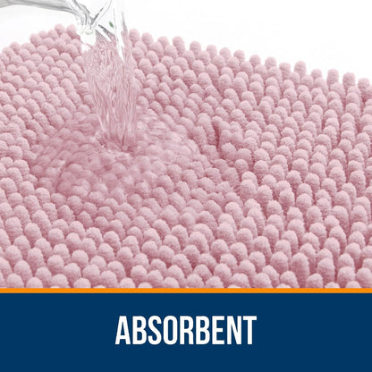 OLANLY Bathroom Runner Rugs - Soft Absorbent Chenille Bath Mats | Quick-Dry, Machine Washable, 47x24, Dusty Rose