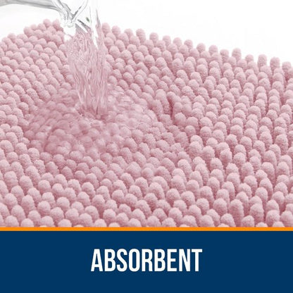 OLANLY Bathroom Rugs 47x20, Extra Soft Absorbent Chenille Bath Rugs, Rubber Backing Quick Dry, Machine Washable Bath Mats for Bathroom Floor, Tub and Shower, Home Decor Accessories, Dusty Rose