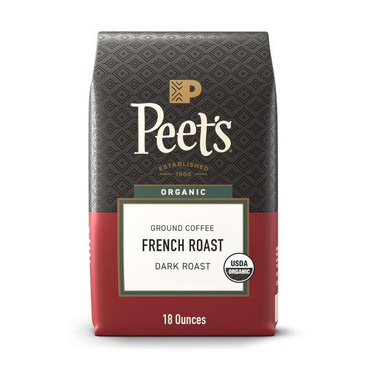 Peet's Coffee - USDA Organic Dark Roast Ground Coffee | 100% Arabica - French Roast 18 Ounce Bag