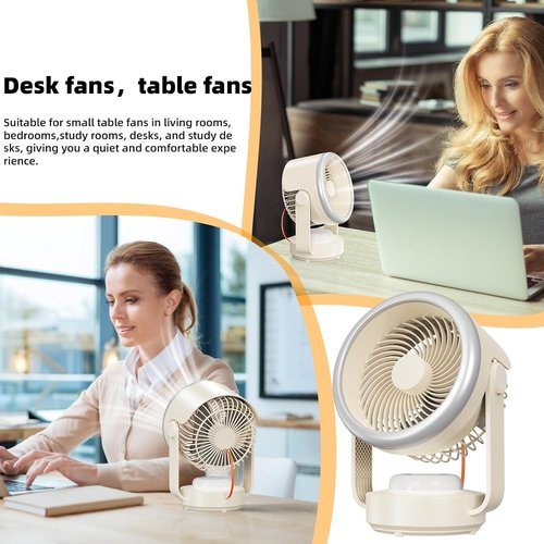 Desk Fan,Table Fans,7 inch Fan for Bedroom,Super Silent,Portable Rechargeable Desk Fans,Fan for Office,With LED light,4 Speeds,Oscillating Desk Fan,Suitable for Dormitory, Bedroom Bedside, kitchen