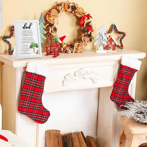 Hoolerry Christmas In Heaven Memorial Sign - Cardinal Wooden Remembrance Ornament for Dad | Miniature Rocking Chair with Santa Hat